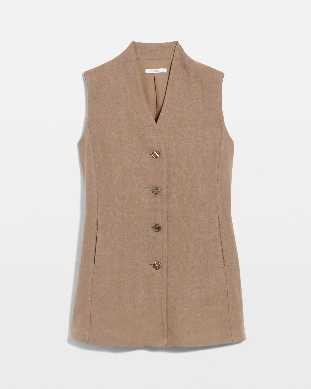 Chico's Signature - Long Linen Sleeveless Vest Topaz Smoke