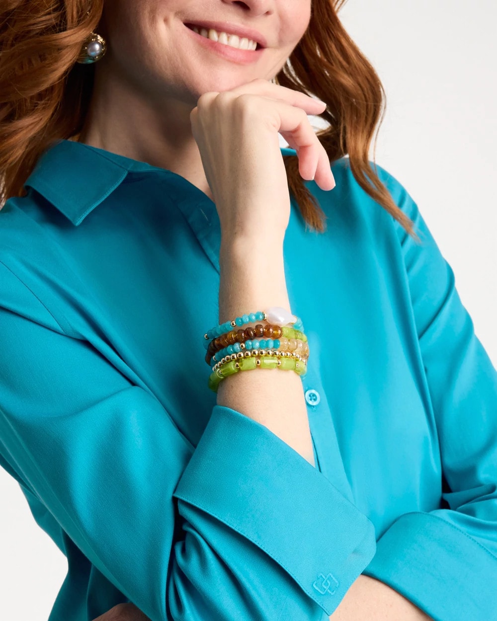 Chico's Recommended - No Iron™ Stretch Shirt Lagoon Blue