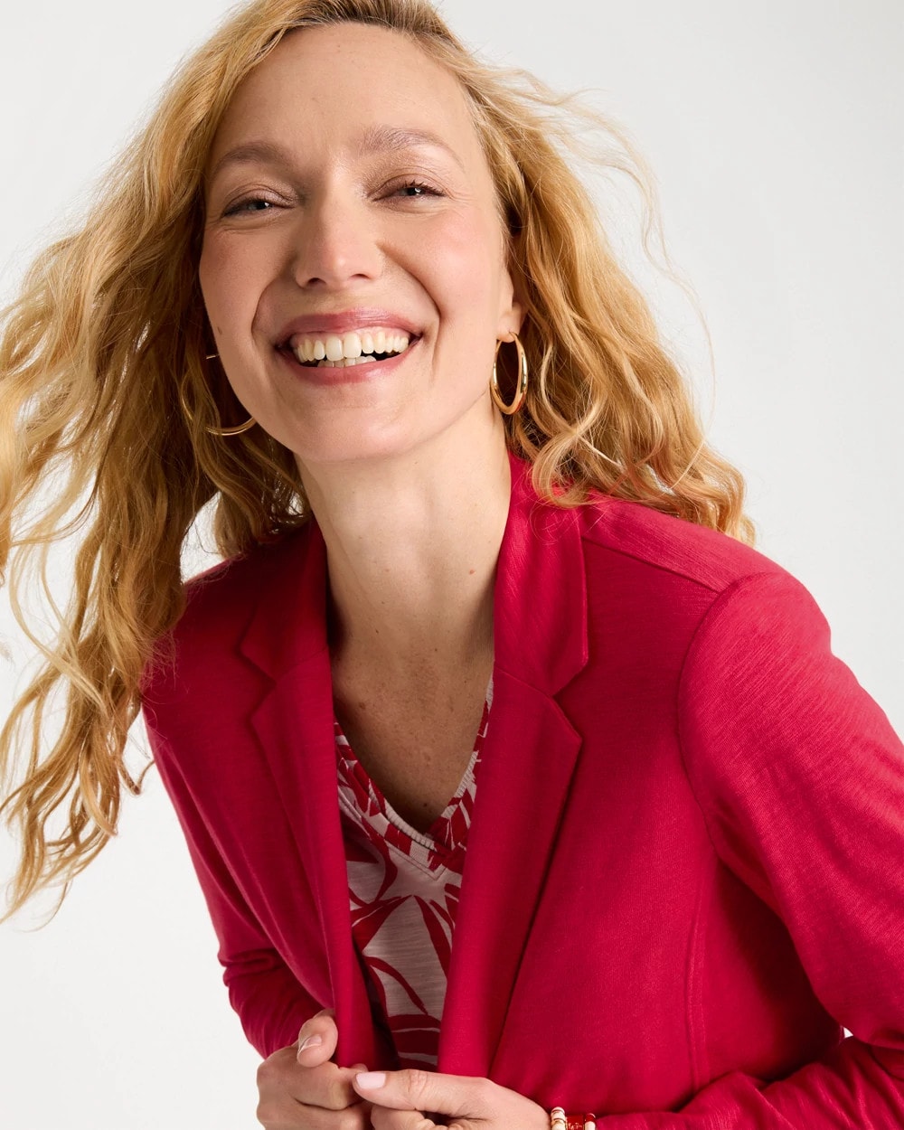 Chico's Recommended - Slub Knit Blazer Cherry Lush