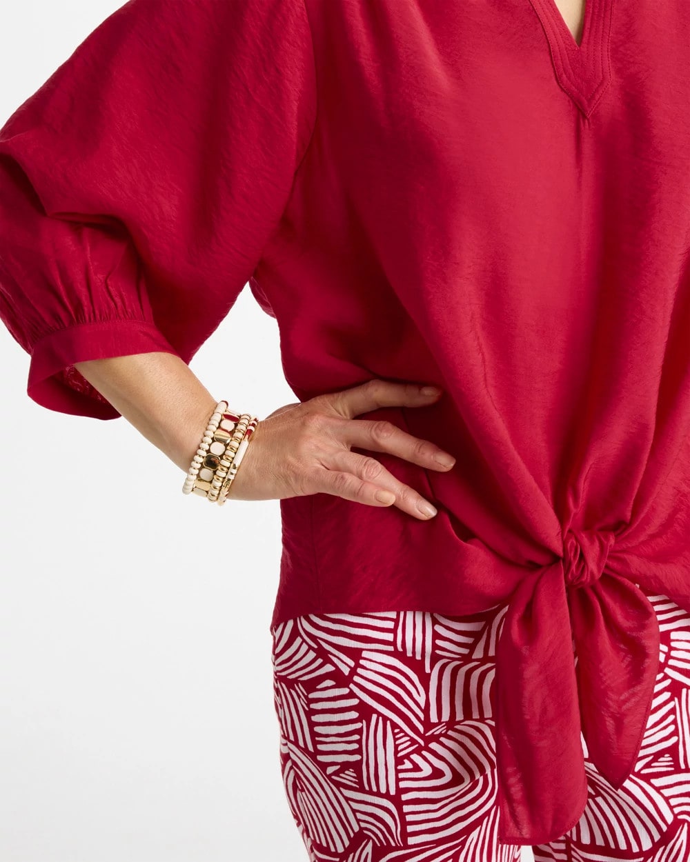 Chico's Exclusive - Tie-Front Top Cherry Lush