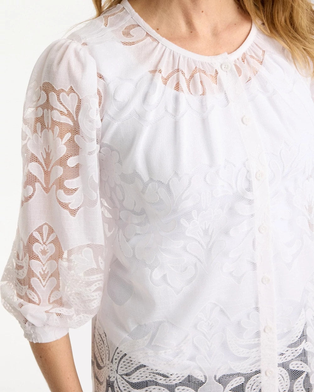 Chico's Quality - Lace Burnout Blouse Alabaster