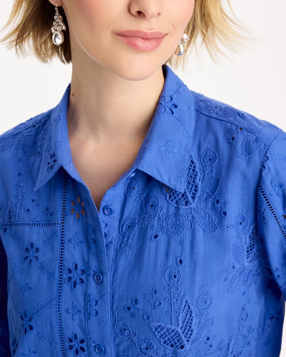 Chico's Hot Sale - Embroidered Trapunto-Trim Tunic Amparo Blue