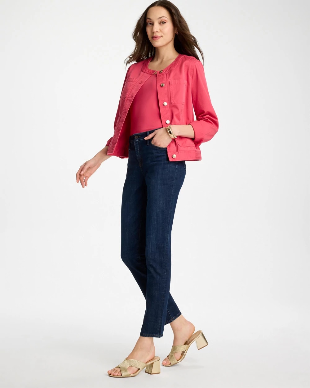 Chico's Best Seller - Girlfriend Slim Ankle Jeans Dark Sapphire Indigo
