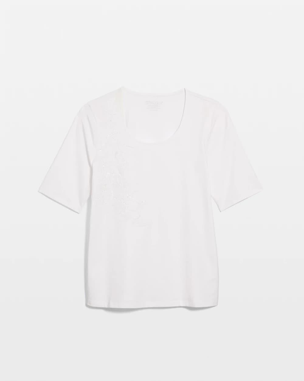 Chico's Smart Buy - Sequin Embroidered Floral Tee Alabaster