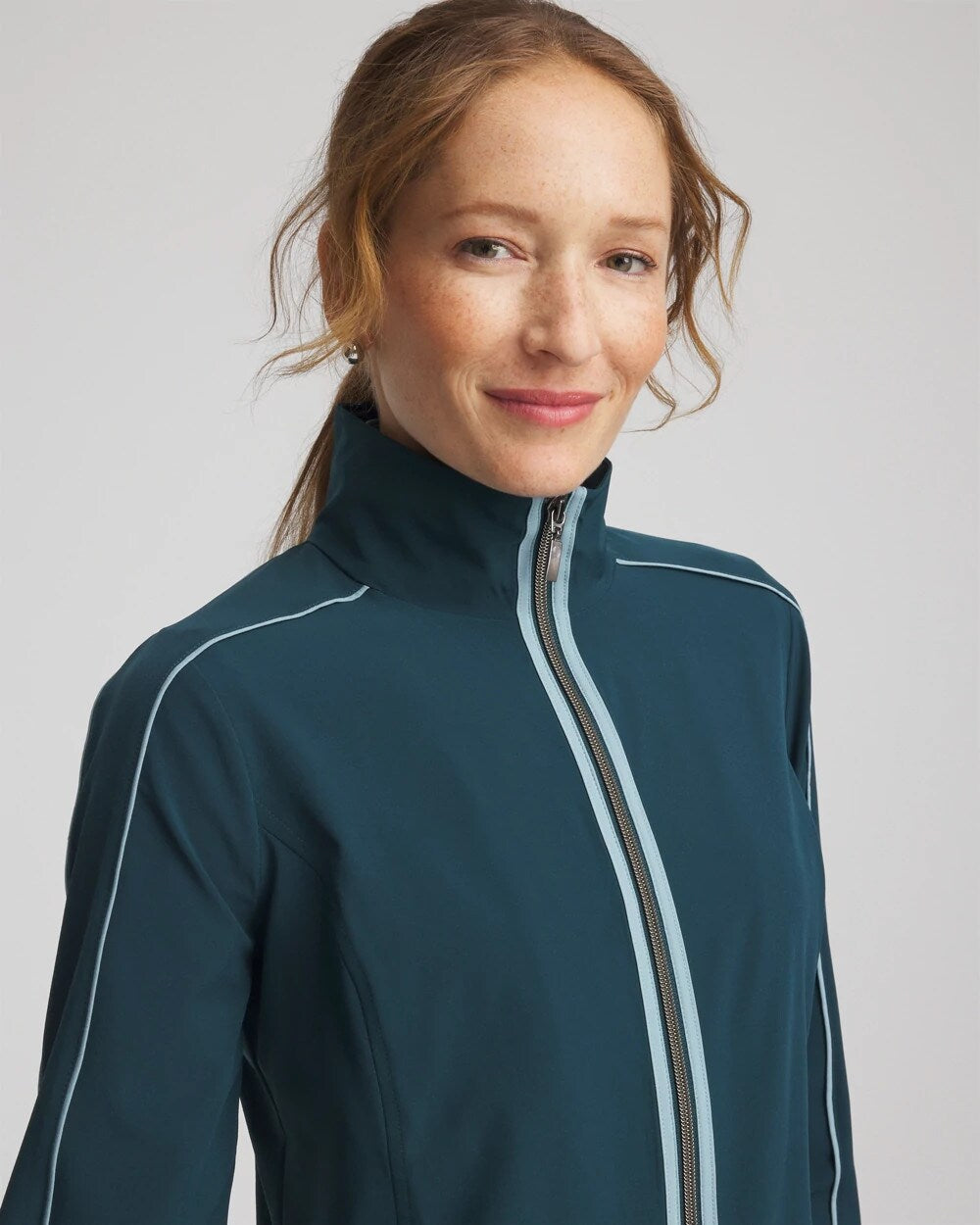Chico's Classic - Zenergy® UPF Contrast Jacket Teal Shadow