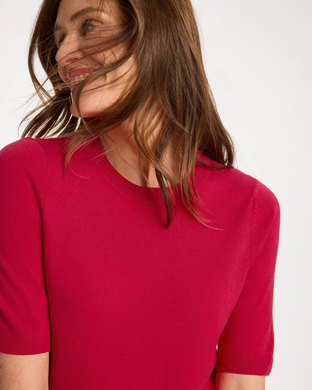 Chico's Latest - Ella Short-Sleeve Sweater Cherry Lush