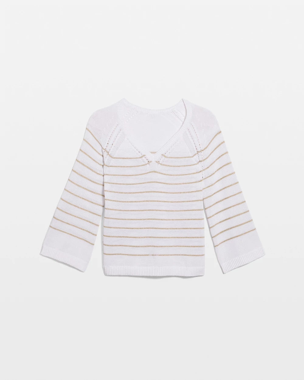 Chico's Trending - Metallic Striped Pullover Sweater Alabaster