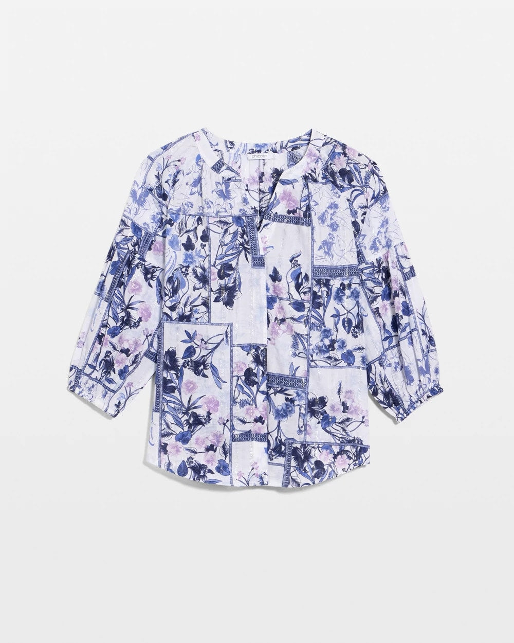 Chico's Best Price - Cotton Printed Billow Sleeve Blouse Amparo Blue