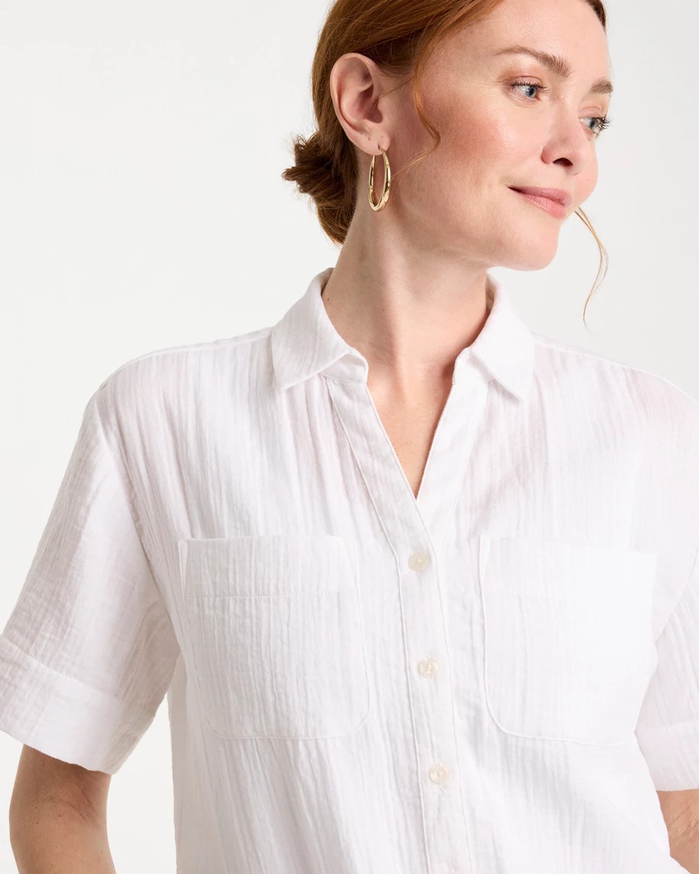 Chico's Special Offer - Cotton Gauze Camp Shirt Alabaster