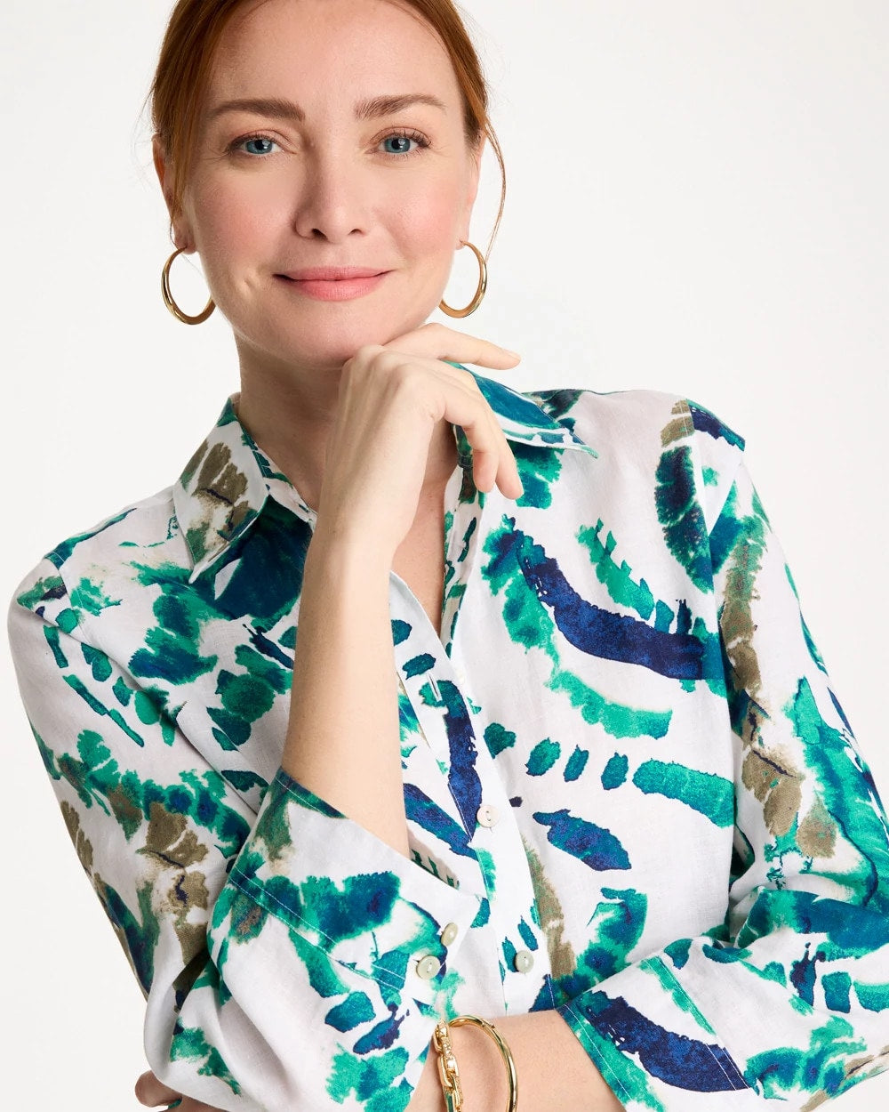 Chico's Best Seller - No Iron™ Athena Dye Linen Shirt Passport Blue