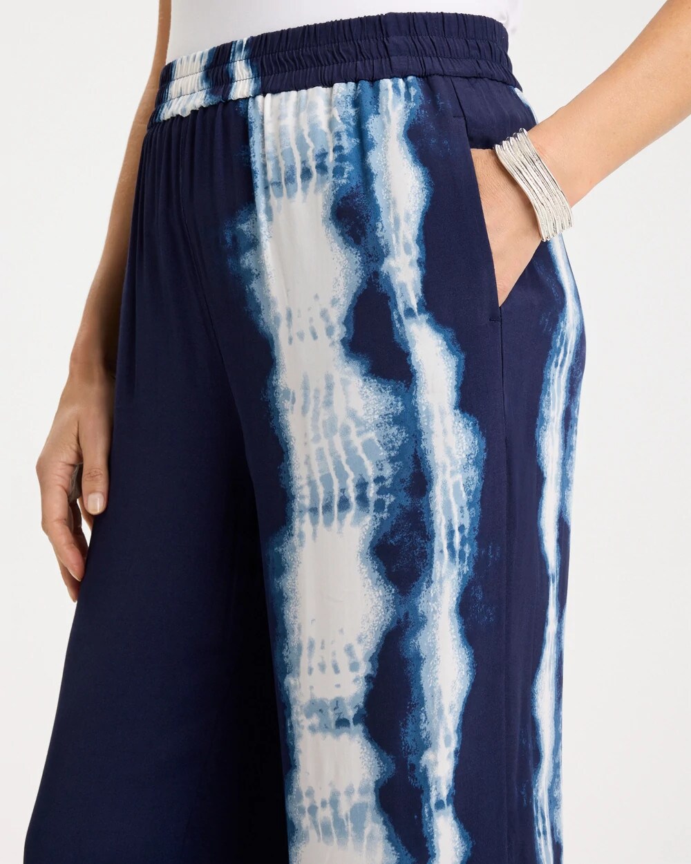 Chico's Smart Buy - Faux Silk Tie-Dye Palazzo Pants Passport Blue