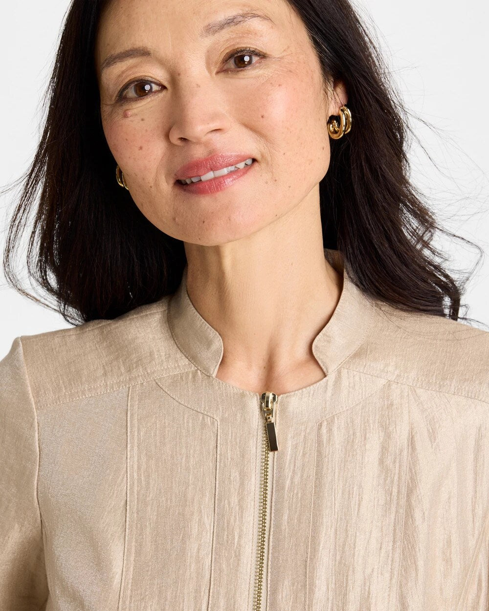 Chico's Featured - Sheen Stand Collar Jacket Khaki