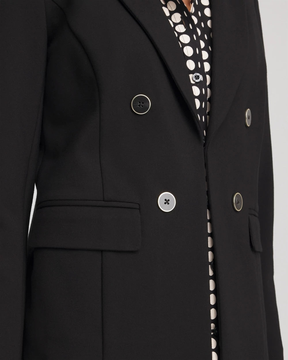 Chico's Signature - Ponte Double-Breasted Knit Blazer Black