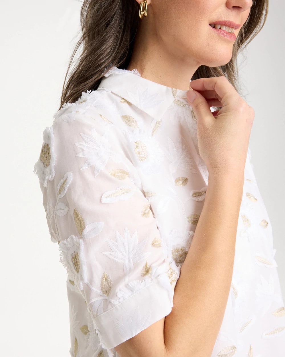 Chico's Deals - 3D Floral Embroidered Dress Alabaster
