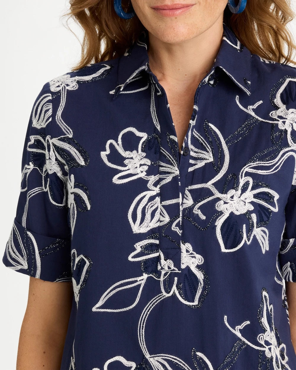 Chico's Featured - Embroidered Floral Dress Passport Blue