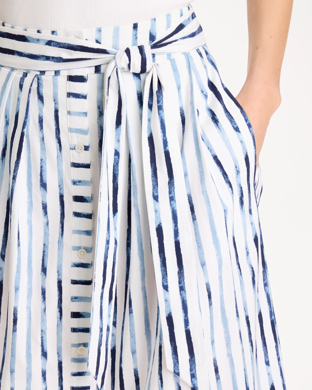 Chico's Sale - Palermo Striped Tie-Front Skirt Passport Blue