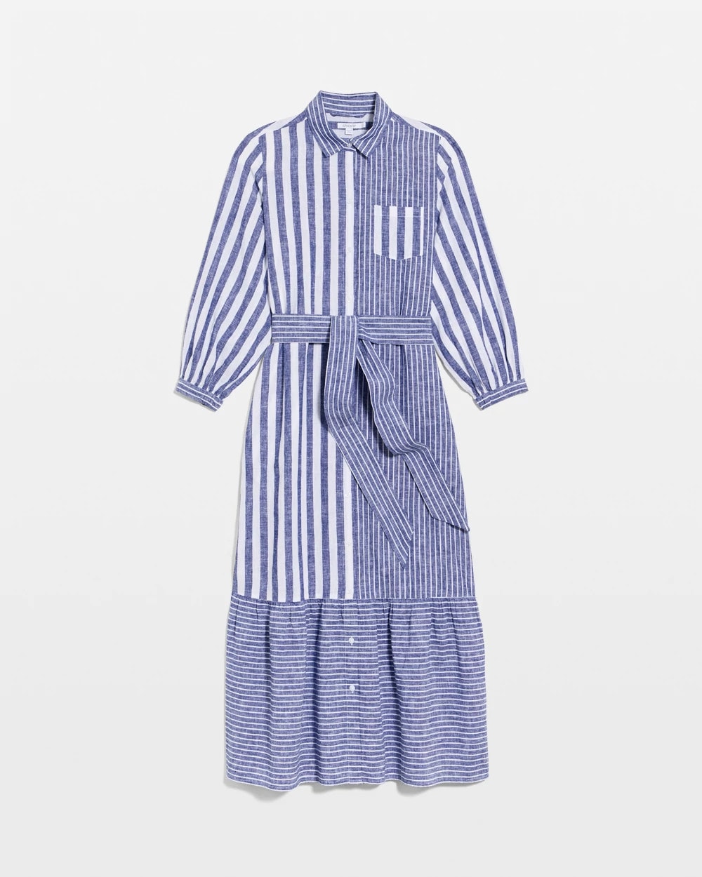 Chico's Deals - Linen-Cotton Striped Shirtdress Indigo