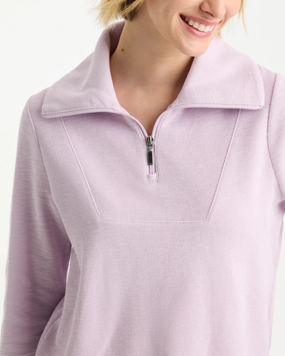 Chico's Essential - Zenergy® Beach Slub Half-Zip Pullover Top Pale Sweet Pea