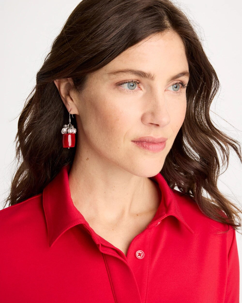 Chico's Smart Buy - Red Resin Pearlescent Earrings Red
