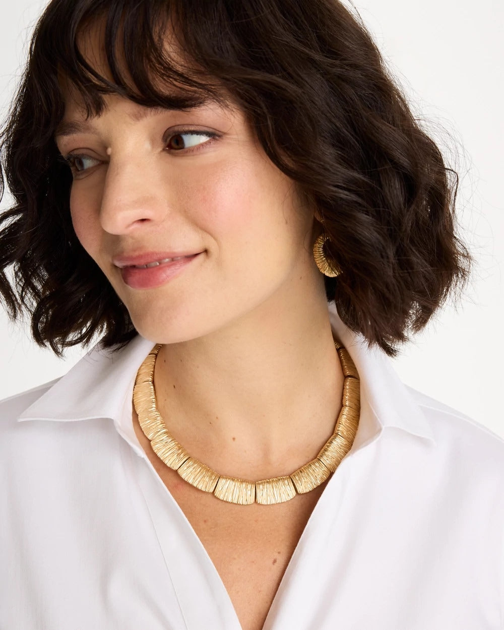Chico's Great Value - Crinkle Goldtone Collar Necklace Gold