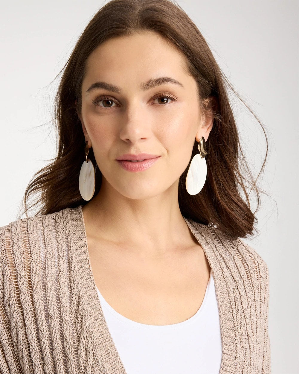 Chico's Recommended - Shell Oval Drop Earrings Neutral