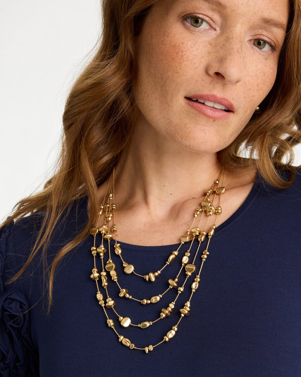 Chico's Premium - Golden Nugget Illusion Necklace Gold