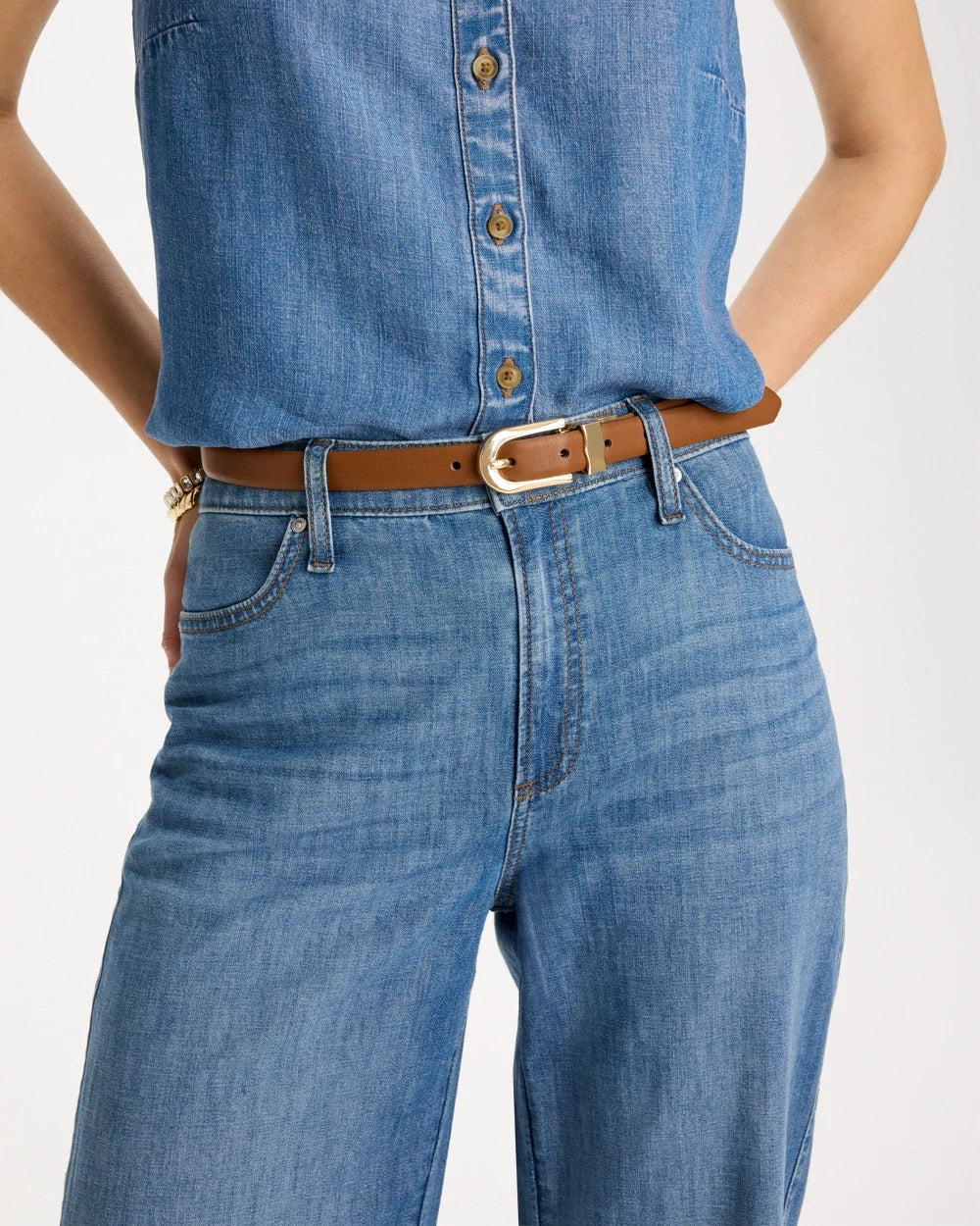 Chico's Popular - Skinny Reversible Trouser Belt Black/Brown