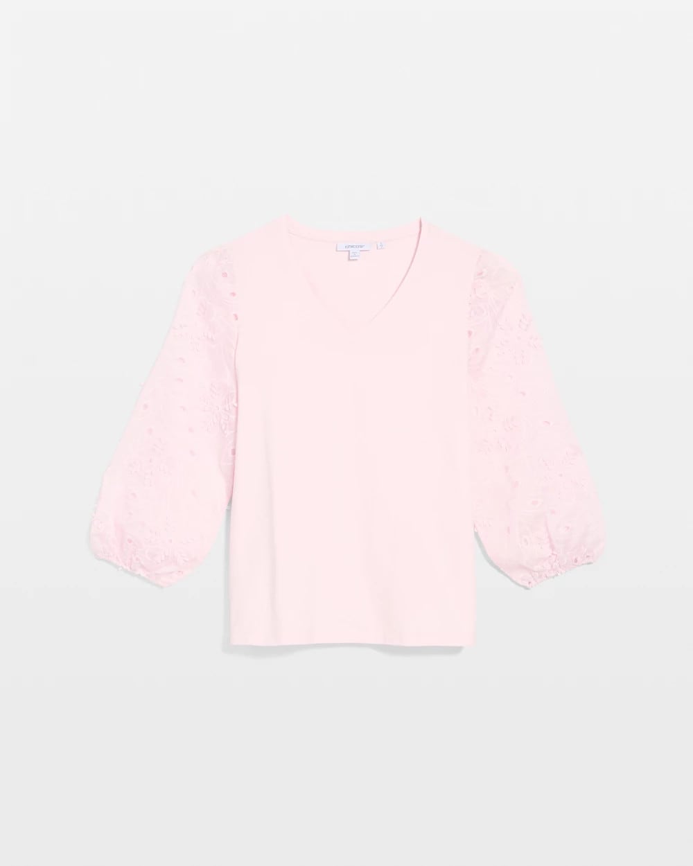 Chico's Quality - Floral Eyelet Sleeve Tee Sweet Blossom