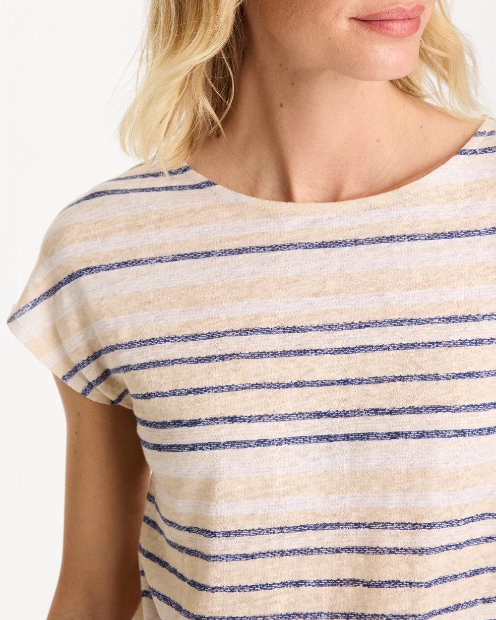 Chico's Recommended - Striped Linen Dolman Tee Passport Blue