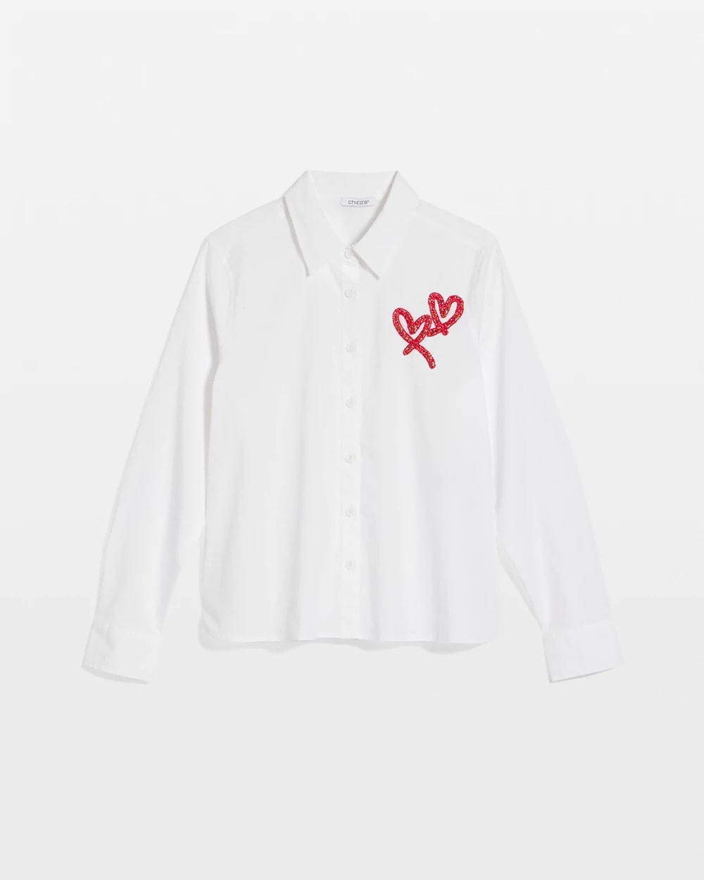 Chico's Top Pick - Crystal Heart Poplin Shirt Alabaster
