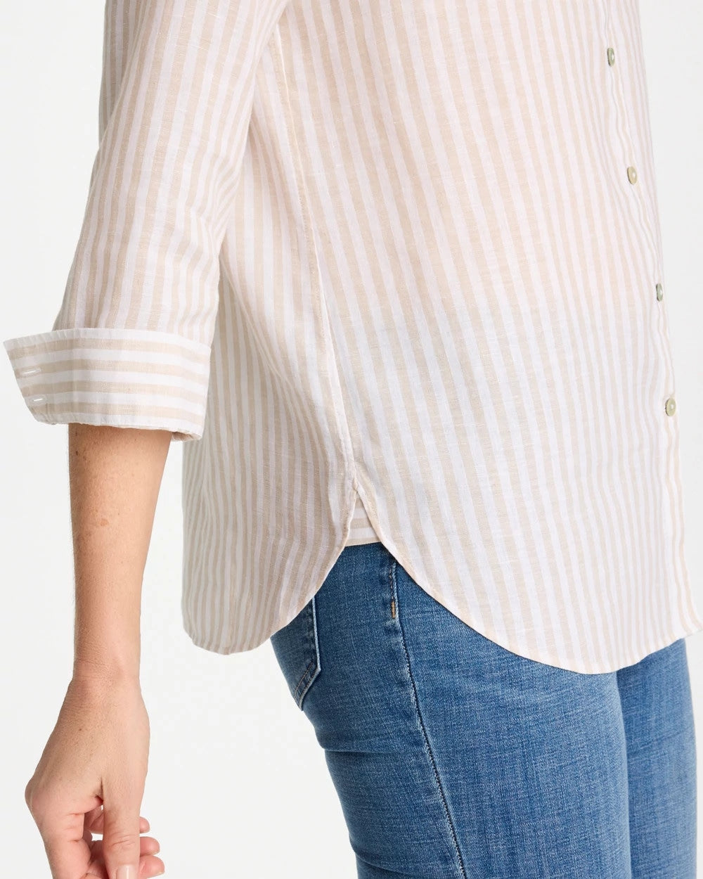 Chico's Popular - No Iron™ Striped Linen Shirt Oatmeal