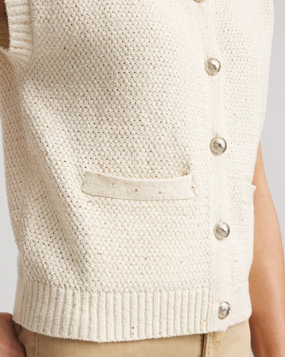 Chico's Essential - Button-Up Sweater Vest Gold