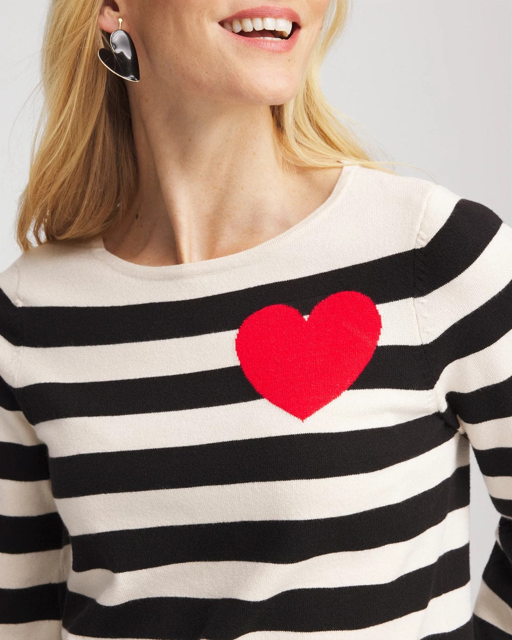 Chico's Value - Striped V-Day Pullover English Cream