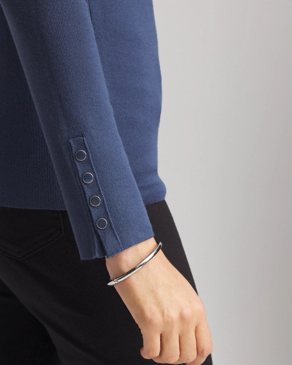 Chico's Trending - Ella Button Cuff Turtleneck Sweater Indigo Sky