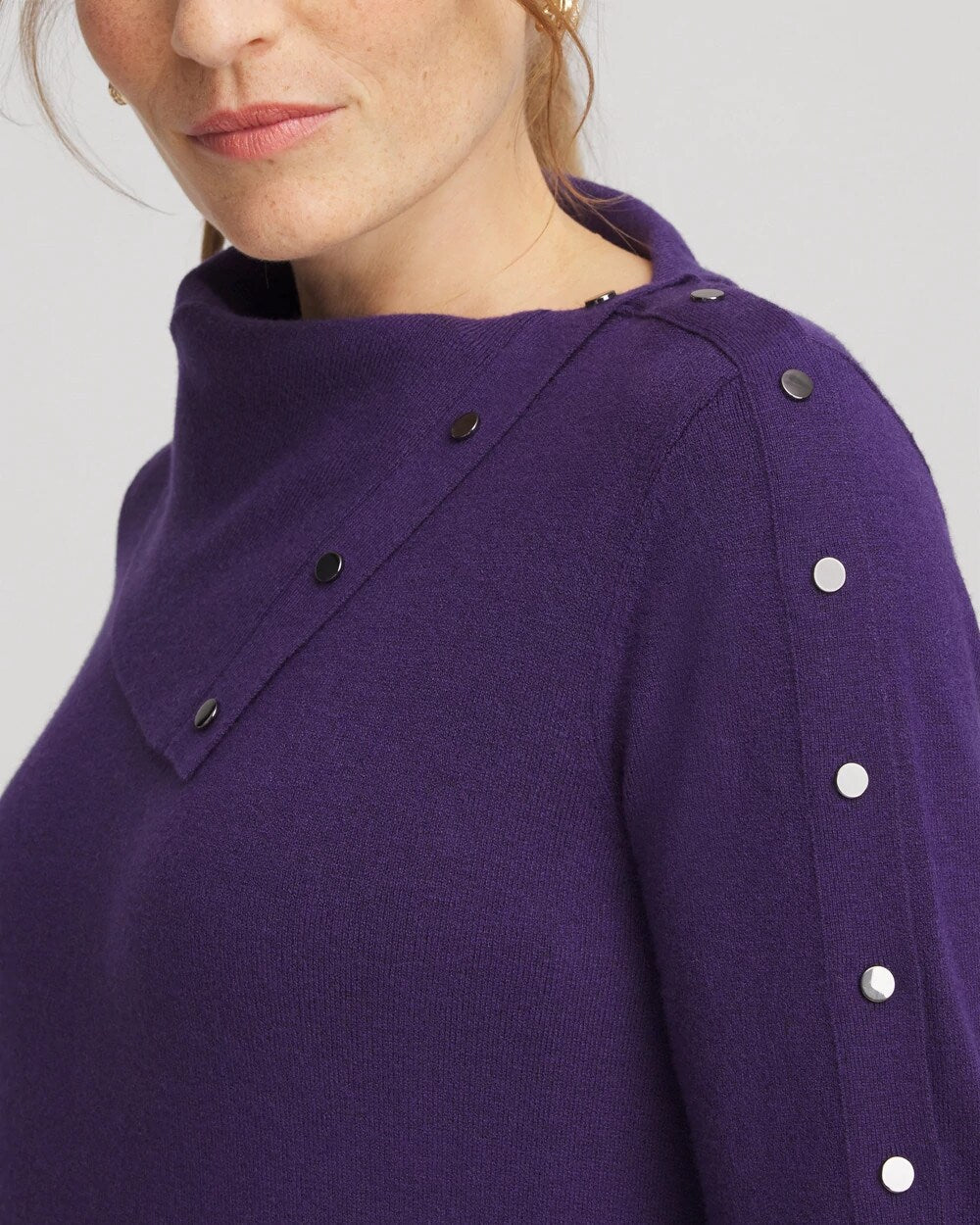 Chico's Classic - Zenergy® Luxe Envelope Neck Sweater Purple Elixir