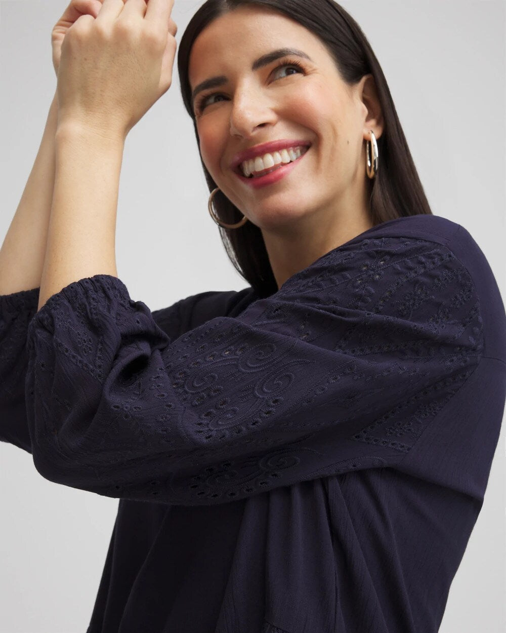 Chico's Hot Sale - Embroidered Eyelet Coverup Classic Navy