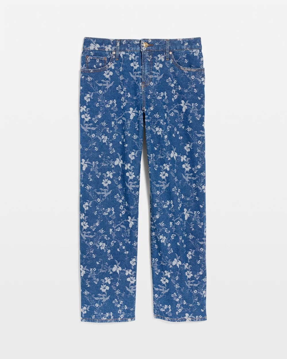 Chico's Top Pick - Girlfriend Wide Floral Crop Jean Indigo