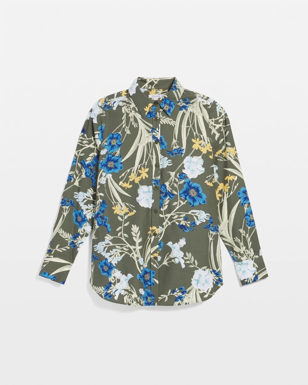 Chico's Trusted - No Iron™ Printed Sateen Shirt Nettle Leaf