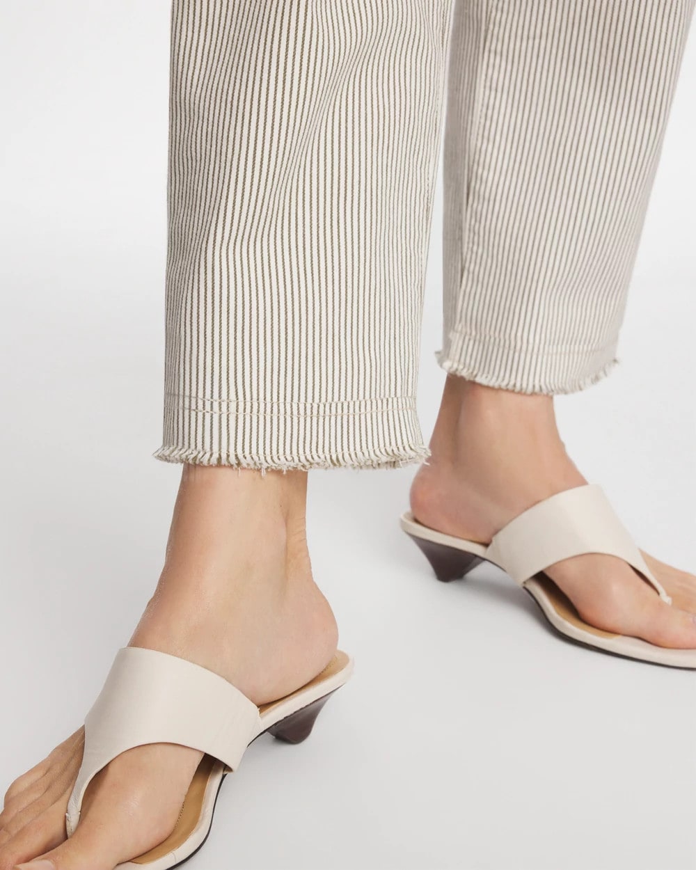 Chico's Quality - Stripe Girlfriend Straight Ankle Jeans Lichen