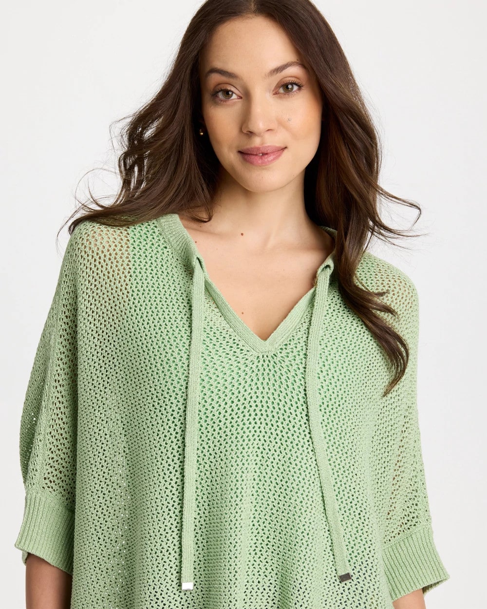 Chico's Sale - Avocado Artistry Open Knit Poncho Avocado Artistry