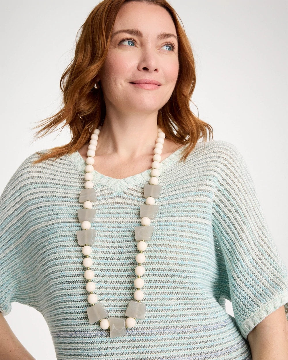 Chico's Great Value - Long Geo Beaded Necklace Neutral