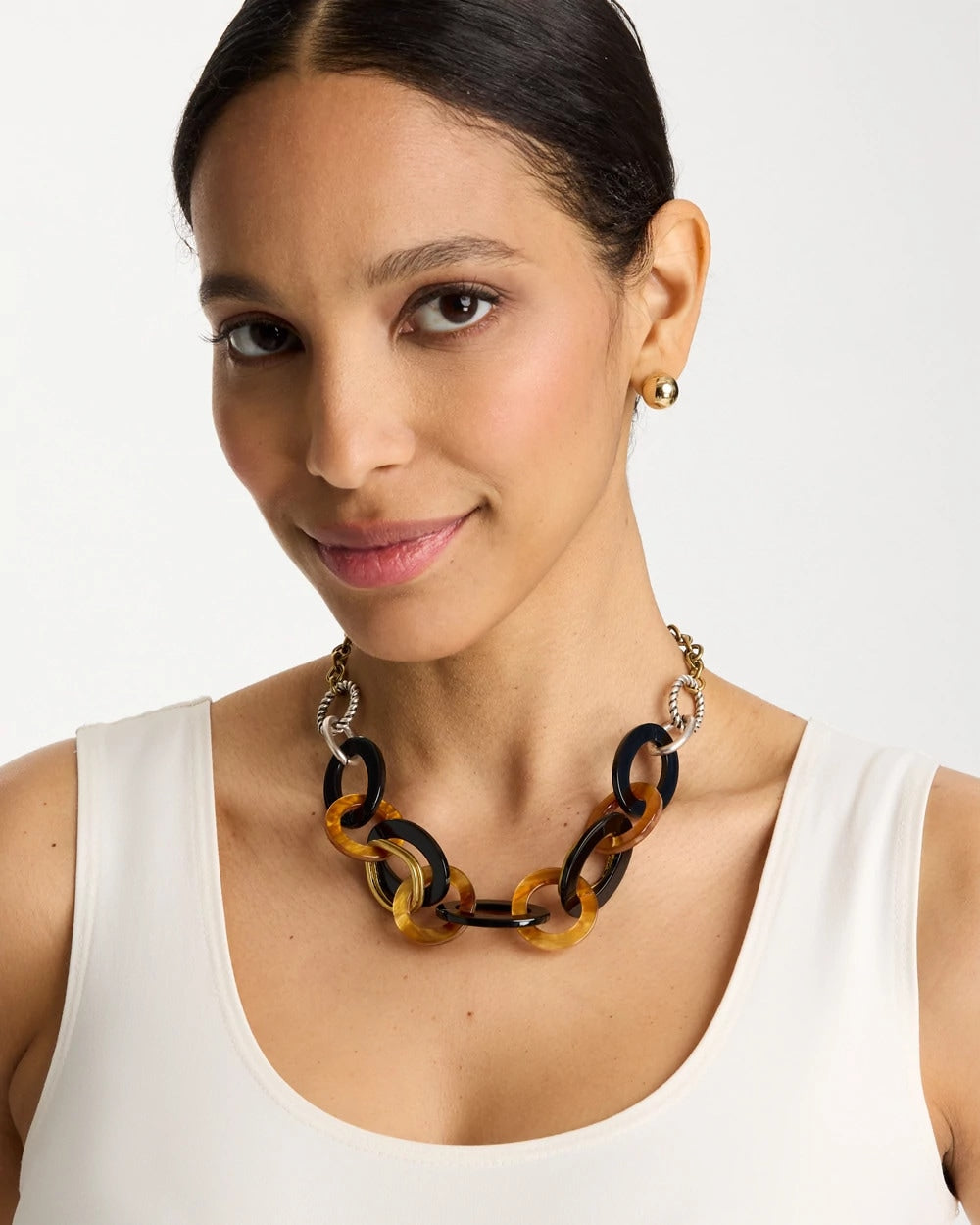 Chico's Smart Buy - Triple Strand Convertible Resin Necklace Neutral