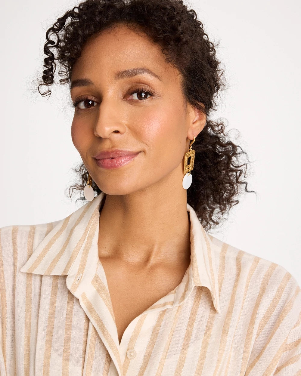 Chico's Featured - Pearl Hammered Drop Earrings Gold