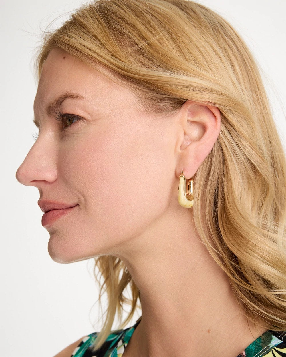 Chico's Latest - Neutral Goldtone Square Hoop Earrings Neutral