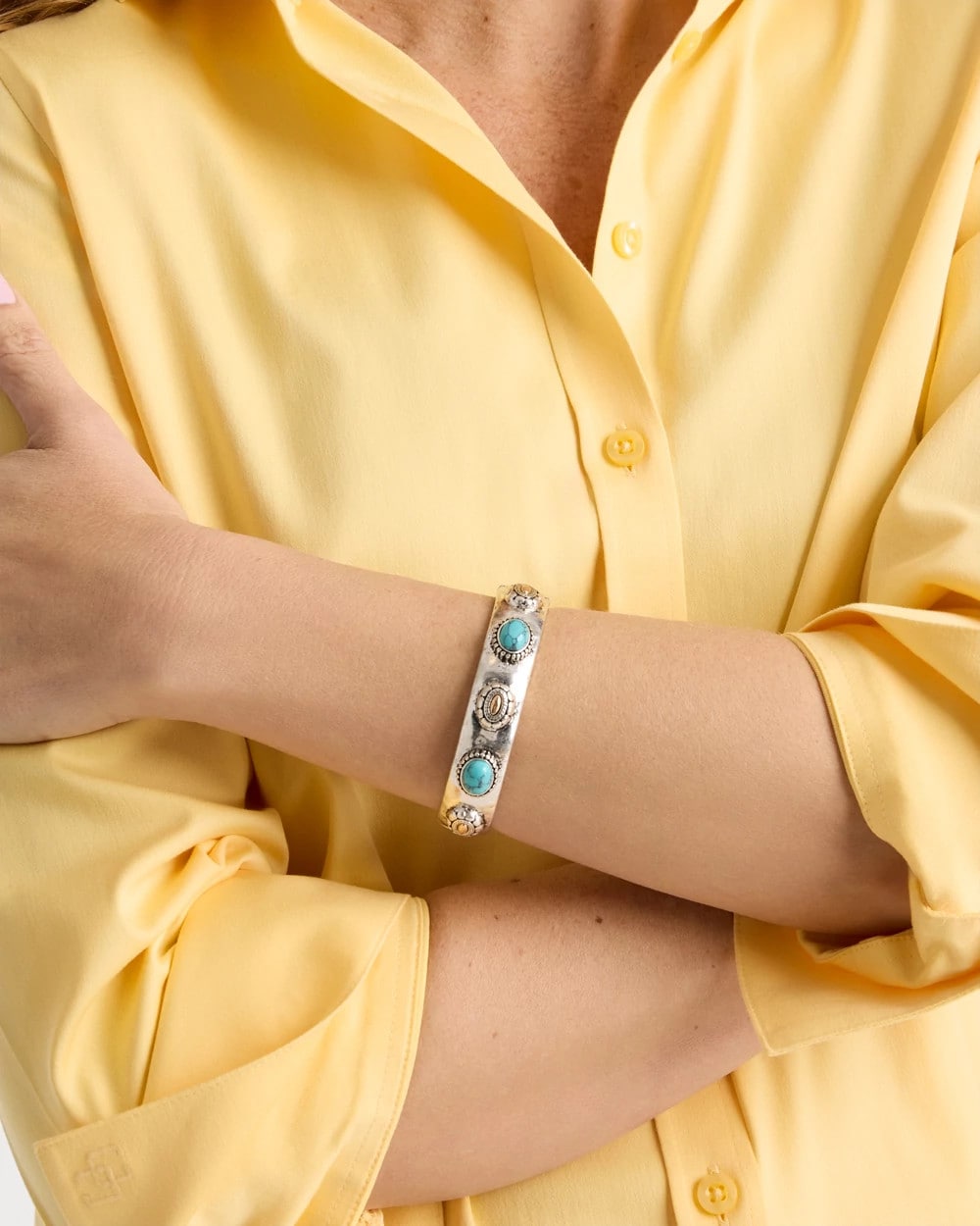 Chico's Best Seller - Turquoise Mixed Metal Bangle Turquoise