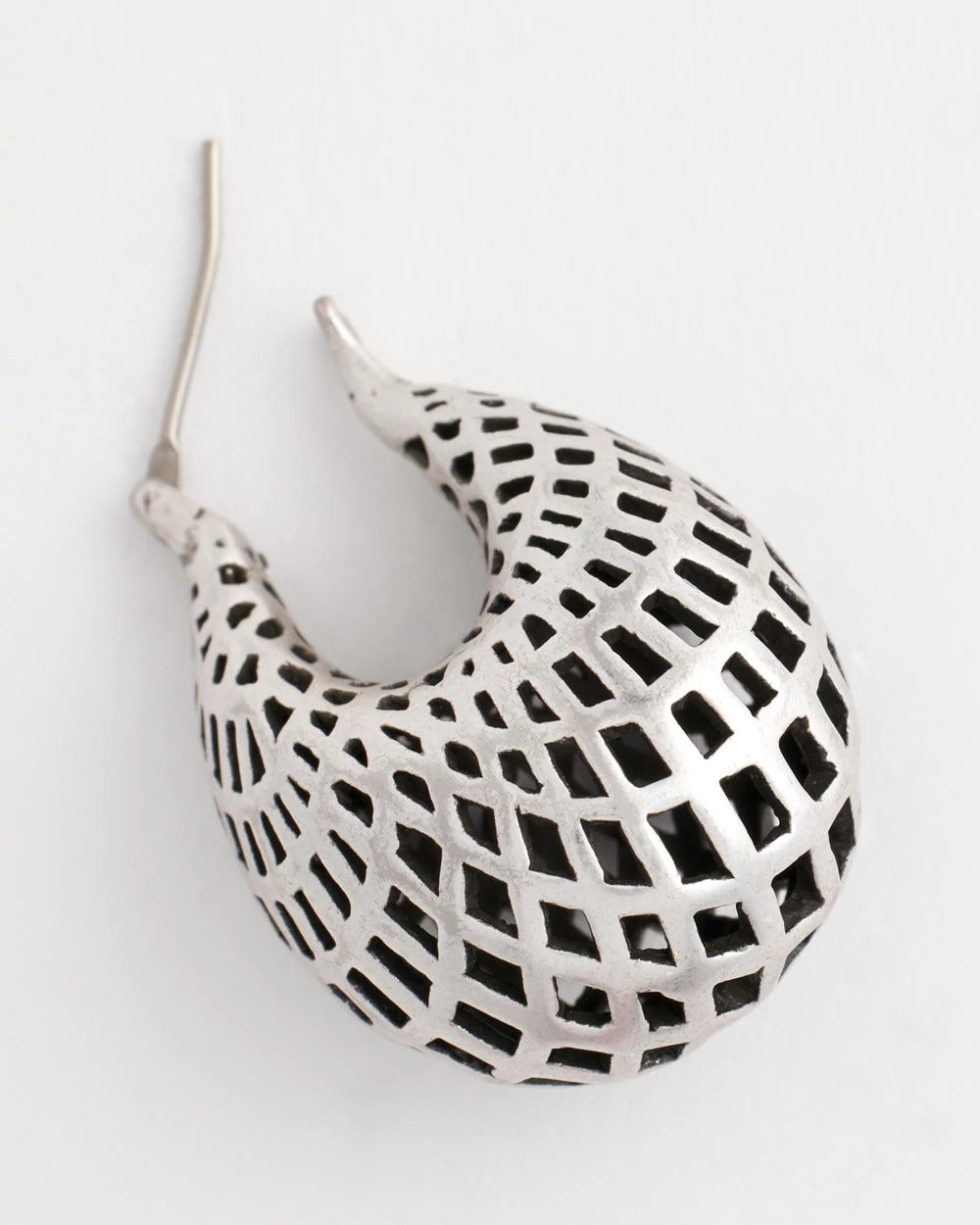 Chico's Hot Sale - Silver Lattice Puff Hoop Earrings Silver