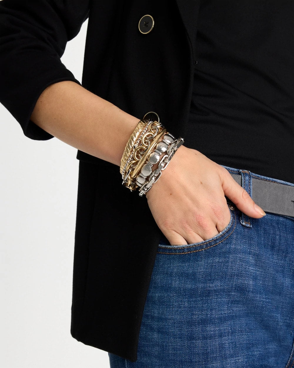 Chico's Trending - Open Link Stretch Bracelet Mixed Metals