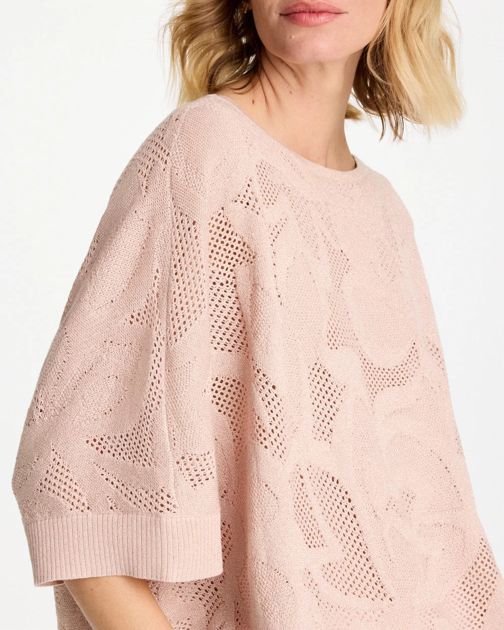 Chico's Top Pick - Boatneck Rounded Hem Poncho Rose Smoke
