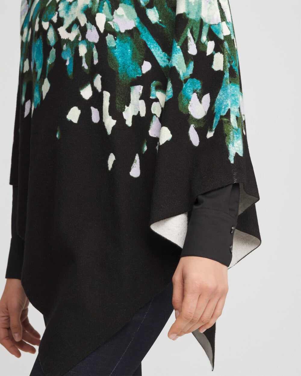 Chico's Everyday - Convertible Knit Boatneck Poncho Dark Aqua