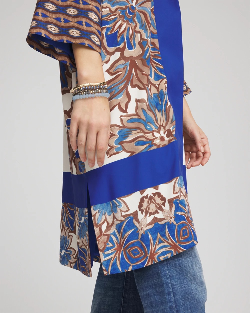 Chico's Premium - Crepe Long Printed Kimono English Cream